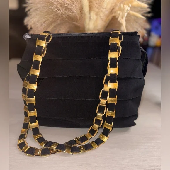Salvatore Ferragamo Black and Gold Accent Bag - Picture 3 of 17